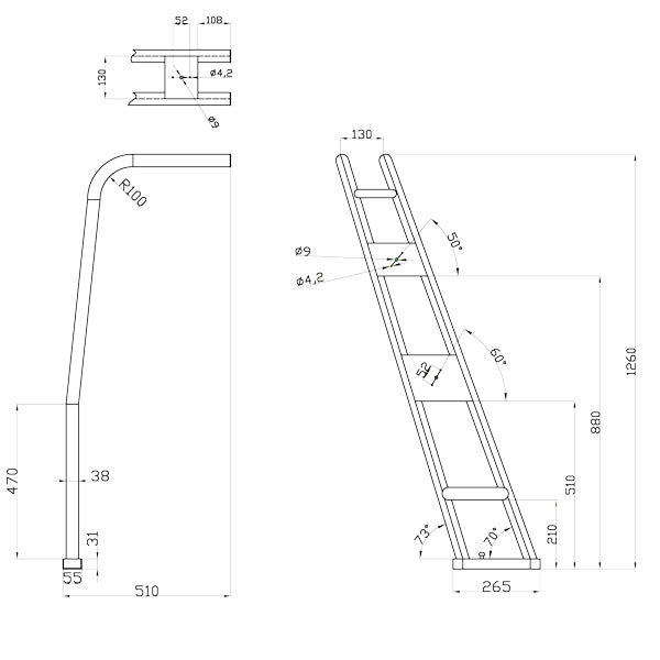 1852 Targabøjle RF med 70° vinkel