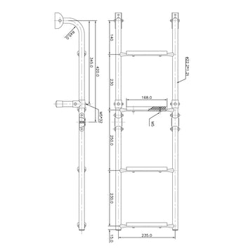 Badestige med 2+2 teak trin