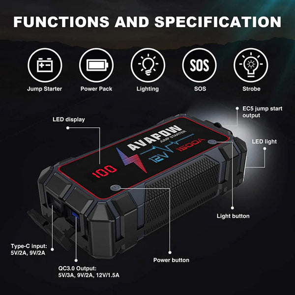 Avapow Jumpstarter A9 peak 1500A, 12V