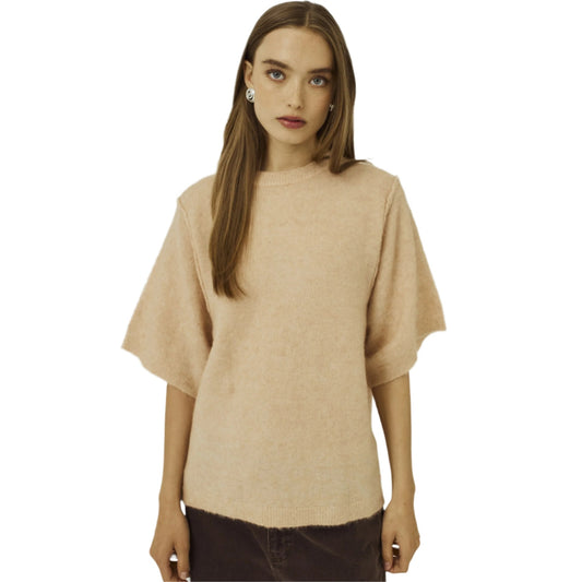 Norr Hazina Knit Tee T-Shirts Rose Mélange