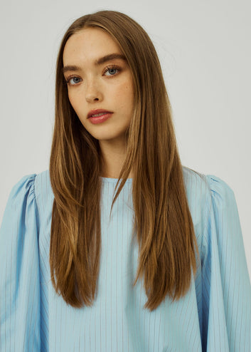 Norr W Travis Bluse Light Blue Stripe