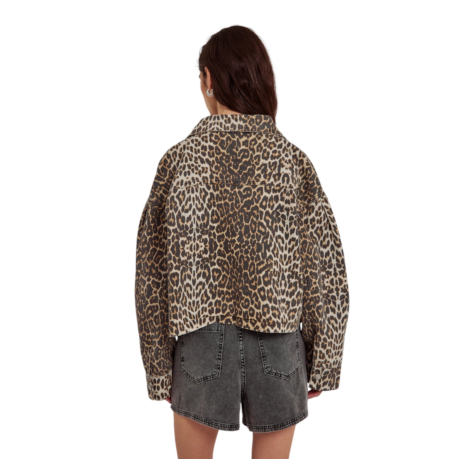 Norr Kenzie Clean Denim Jacket Leo Print