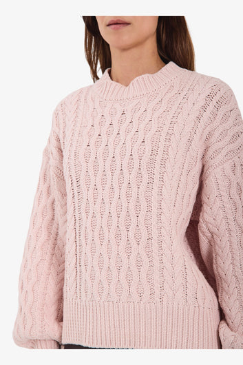 Norr Vigga Cable Knit Top Light Pink