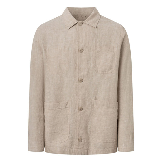 Knowledge Cotton Apparel M Linen Overshirt Light Feather Gray