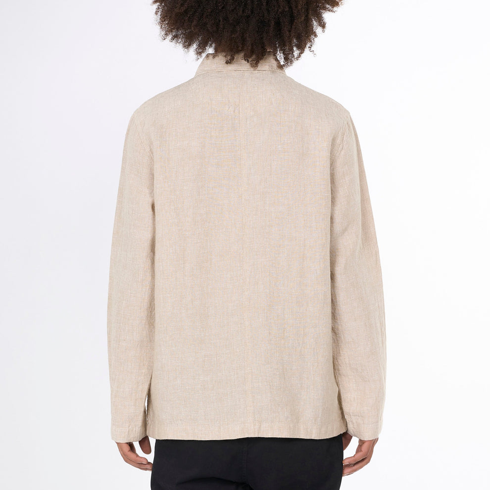 Knowledge Cotton Apparel M Linen Overshirt Light Feather Gray