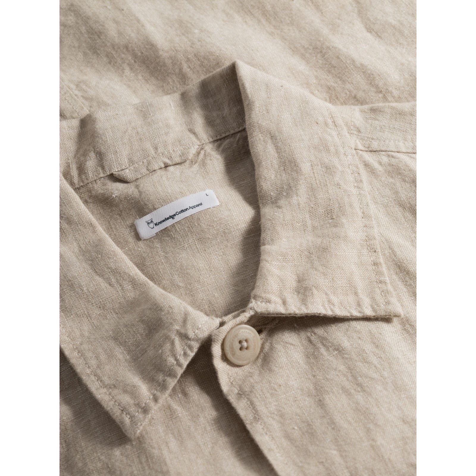 Knowledge Cotton Apparel M Linen Overshirt Light Feather Gray
