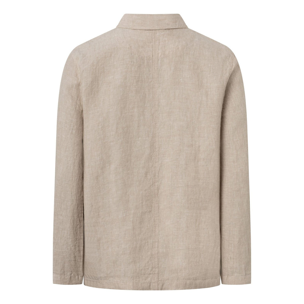 Knowledge Cotton Apparel M Linen Overshirt Light Feather Gray