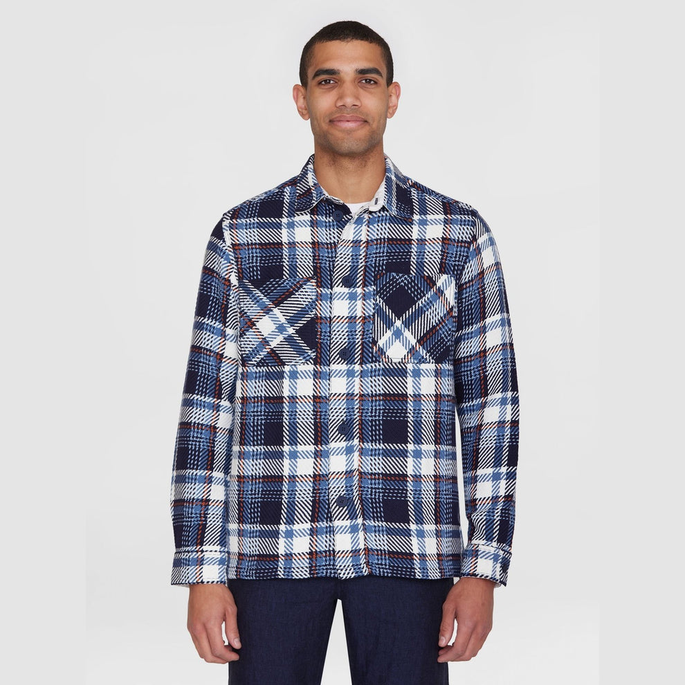 Knowledge Cotton Apparel M Checked Overshirt Blue Check