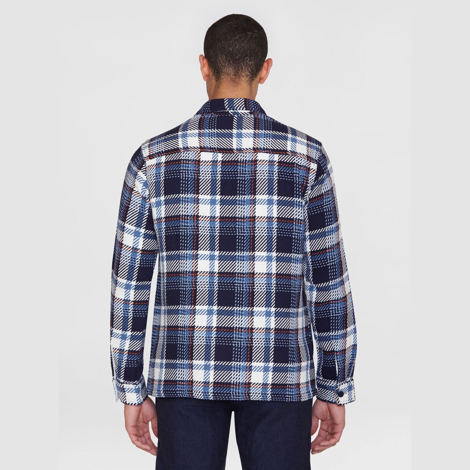 Knowledge Cotton Apparel M Checked Overshirt Blue Check
