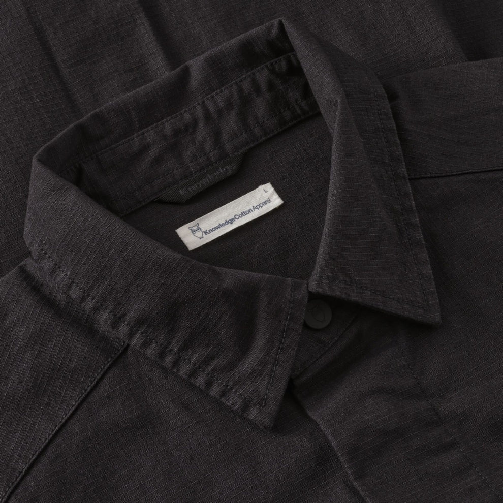 Knowledge Cotton Apparel M Ripstop Overshirt - Gots/Vegan 1300 Black Jet