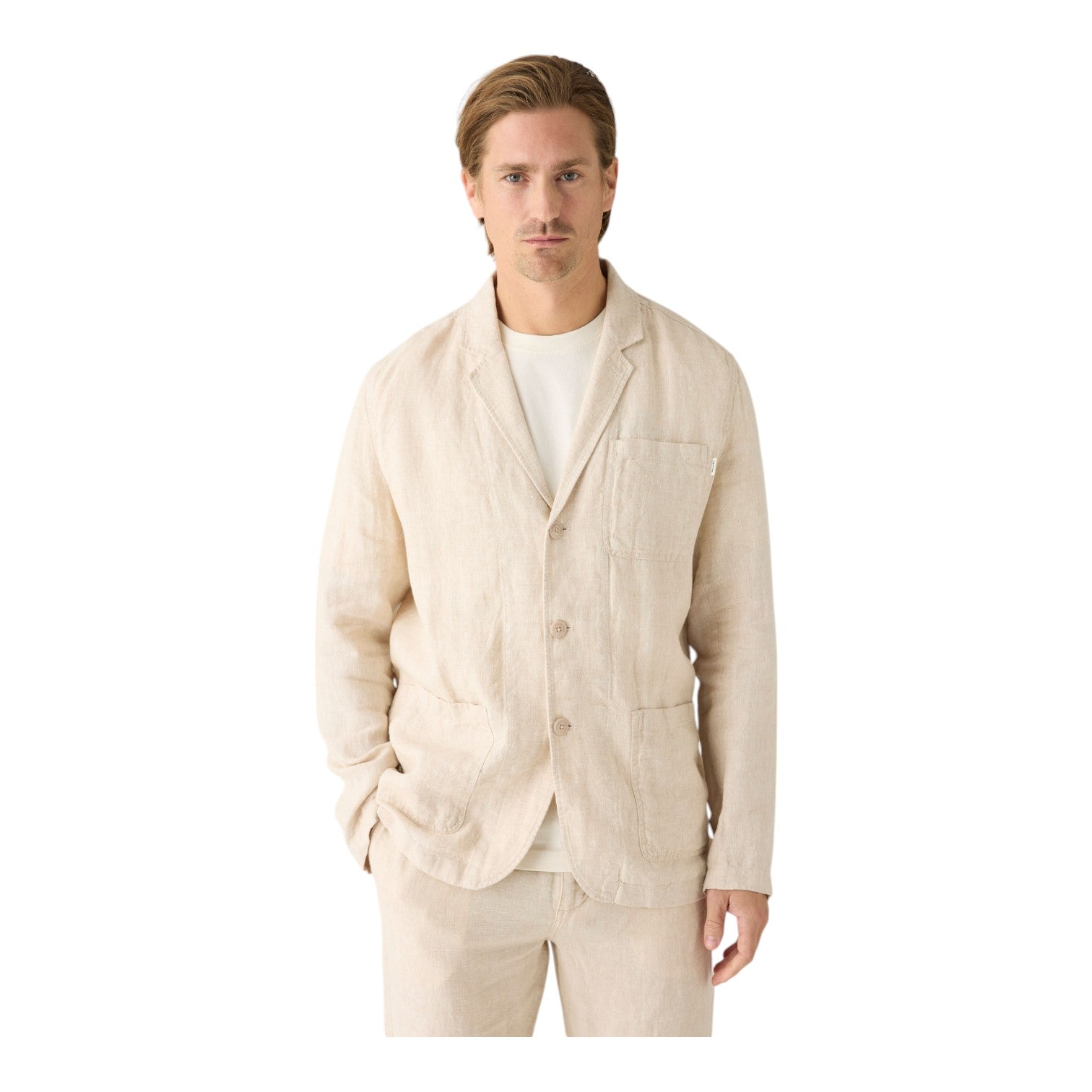 Knowledge Cotton Apparel M Linen Blazer 1449 Yarndyed - Light Feather Gray