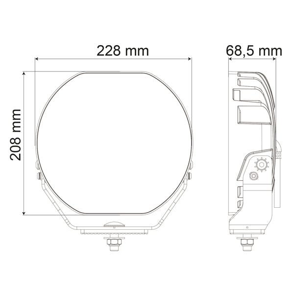 1852 9" LED dækslys 10-30Vdc, 216W LED, Combo 13614 lm