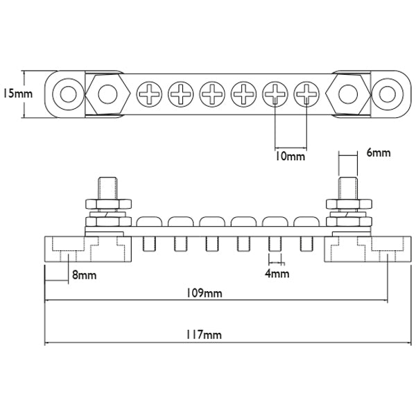 BEP El-samleblok med cover sort, 2 ind / 6 ud