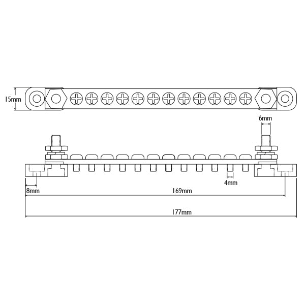 BEP El-samleblok med cover sort, 2 ind / 12 ud