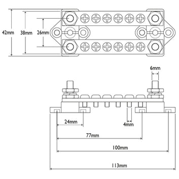 BEP Dobbelt el-samleblok +/-, sort/rød