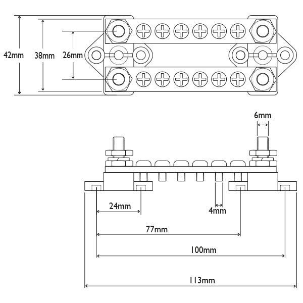 BEP Dobbelt el-samleblok +/-, sort/rød