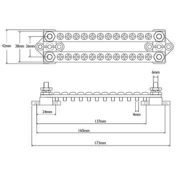 BEP Dobbelt el-samleblok +/-, sort/rød