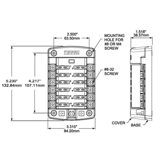 Blue Sea sikringsholder for 12 sikringer