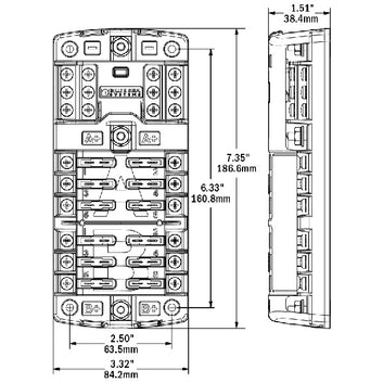 Blue Sea sikringsholder for 6+6 sikringer