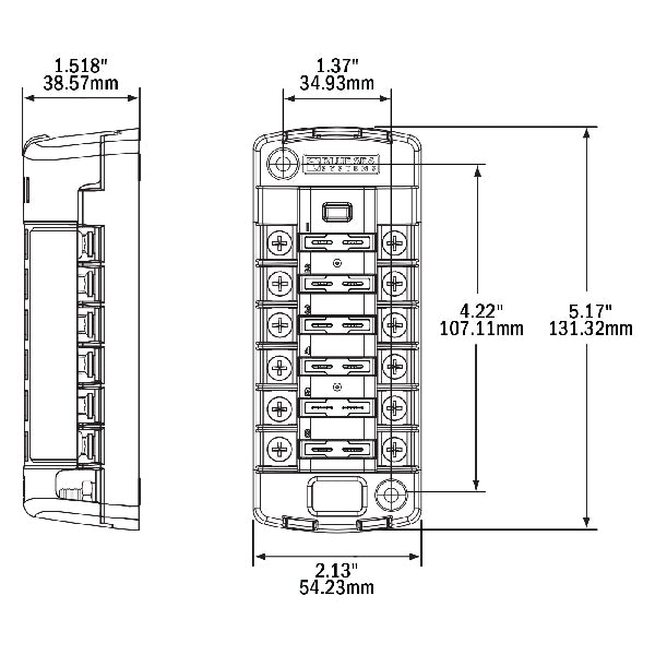 Blue Sea sikringsholder for 6 sikringer