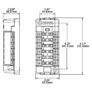 Blue Sea sikringsholder for 6 sikringer