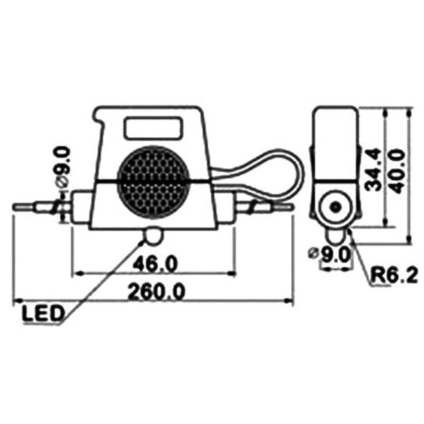 Vandtæt holder med lys til bladsikringer, max 30 Amp