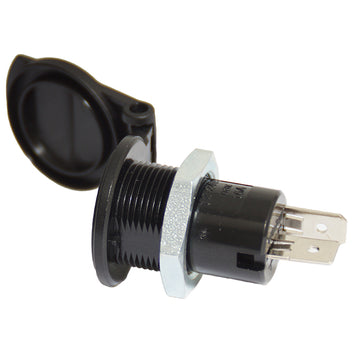 Indbygningsstik lille med beskyttelsesdæksel 12/24V / 16 Amp