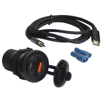 1852 USB udtag Type 1 & USB C med 1m kabel, 12/24V