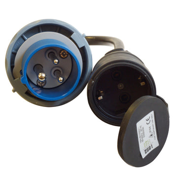 1852 CEE 220V han IP67 til Schuko hun - 2,5mm2 kabel 0,5 meter