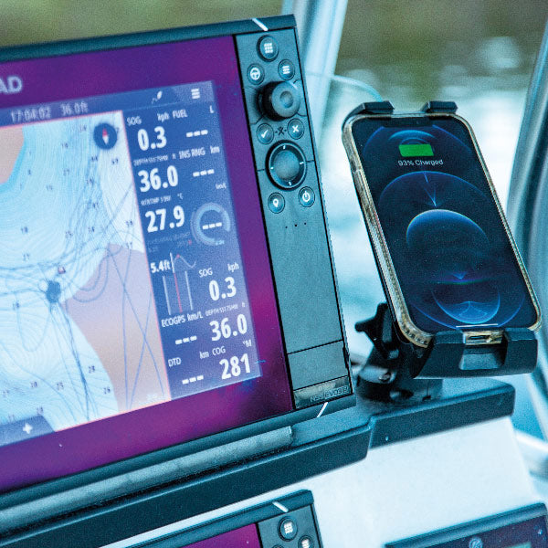 ROKK Edge Telefonholder med trådløs lader 10W, 12/24V