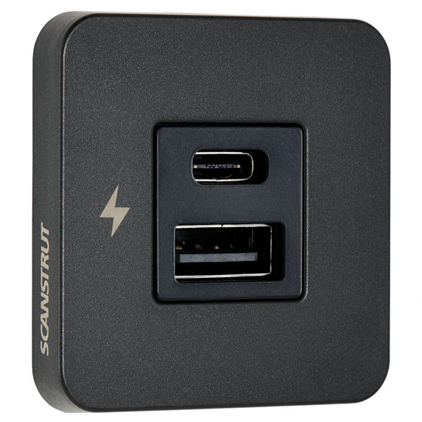 Scanstrut Tile indbygningstik USB-A & USB-C sort