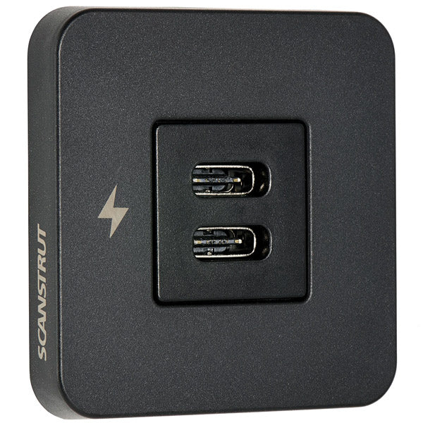 Scanstrut Tile indbygningstik USB-C & USB-C sort