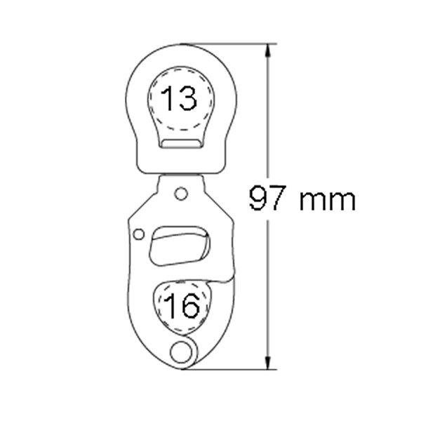 Ronstan triggersnap skødekrog lille øje, brudstyrke 3200 kg