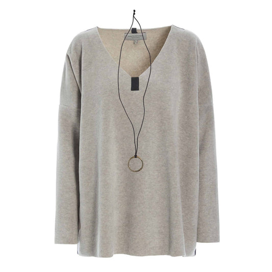 Henriette Steffensen W Sweater med V-hals Sand