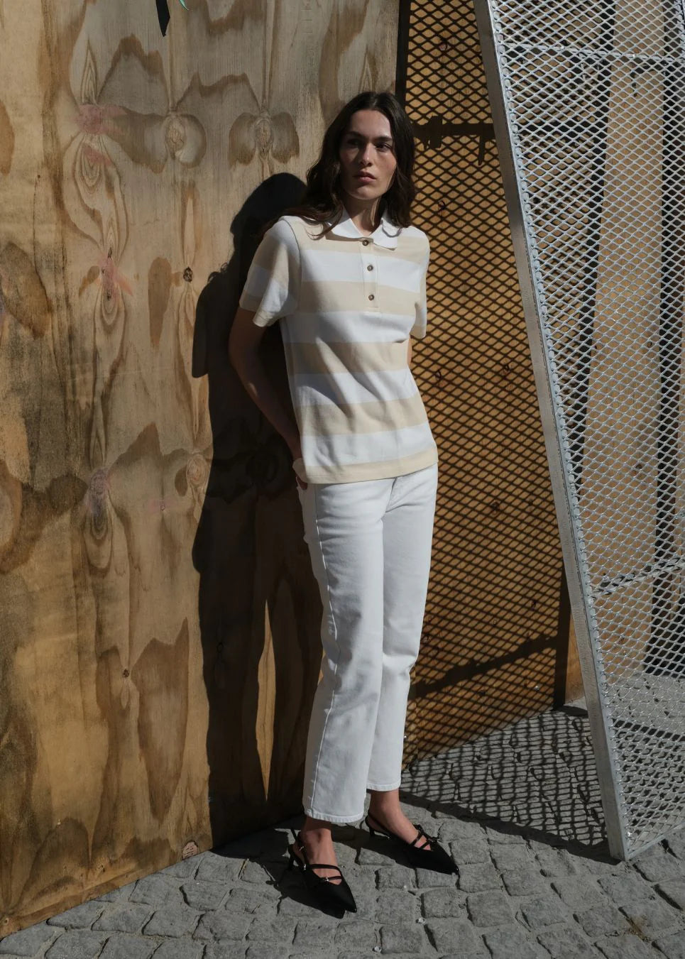 Modström W Nobu Polo Beige Stripe