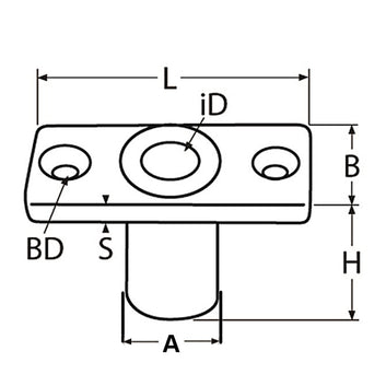 Åregaffelbøsning galvaniseret topmonteret