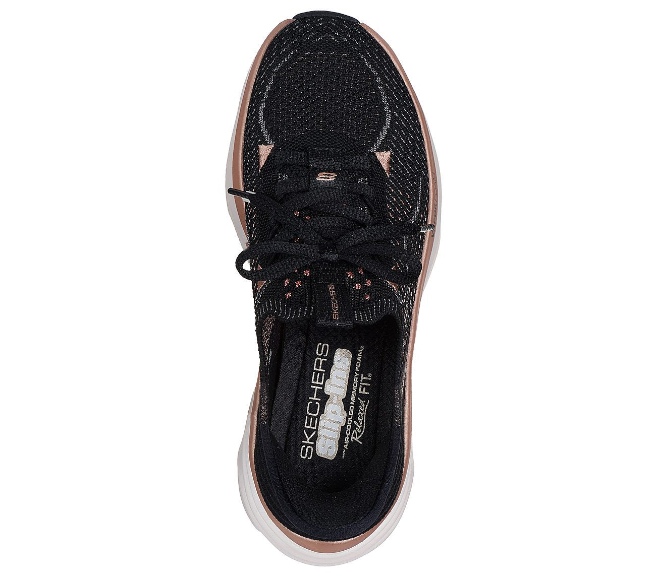 Skechers W D'Lux Vapor-Evening Glow Sneakers - Black/Rosegold