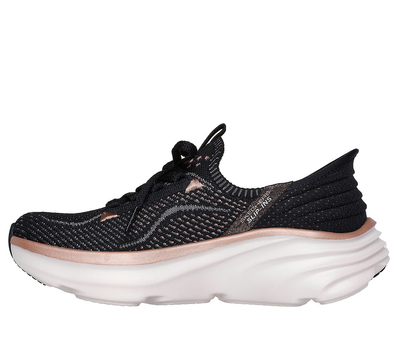 Skechers W D'Lux Vapor-Evening Glow Sneakers - Black/Rosegold