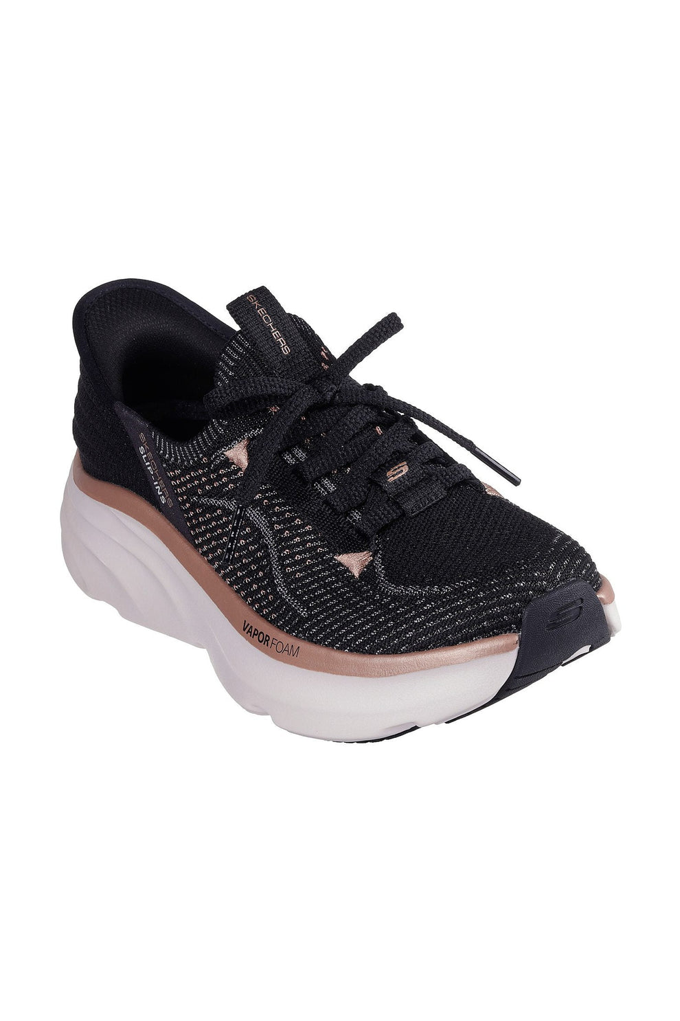 Skechers W D'Lux Vapor-Evening Glow Sneakers - Black/Rosegold