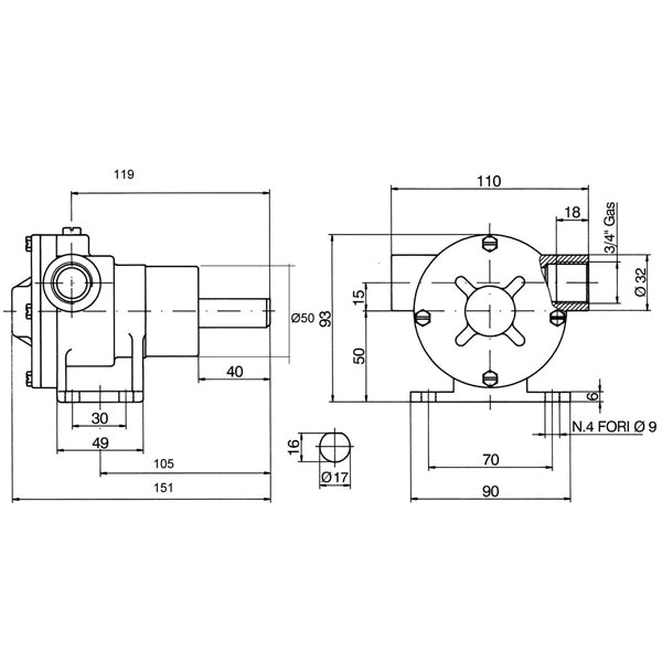 Impeller pumpe 3/4" PM35