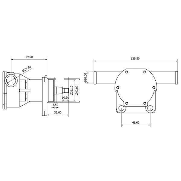 Pumpe med flange til motor, ST222