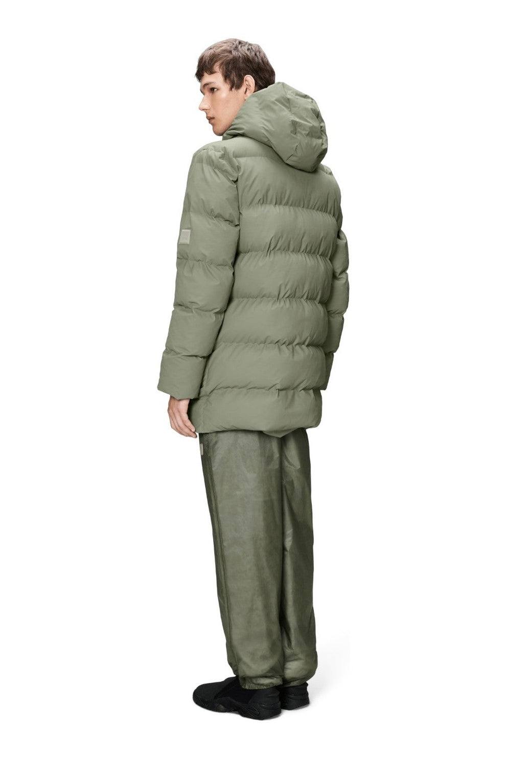 Rains Alta Long Puffer Cargo Jacket W3T4 Drift