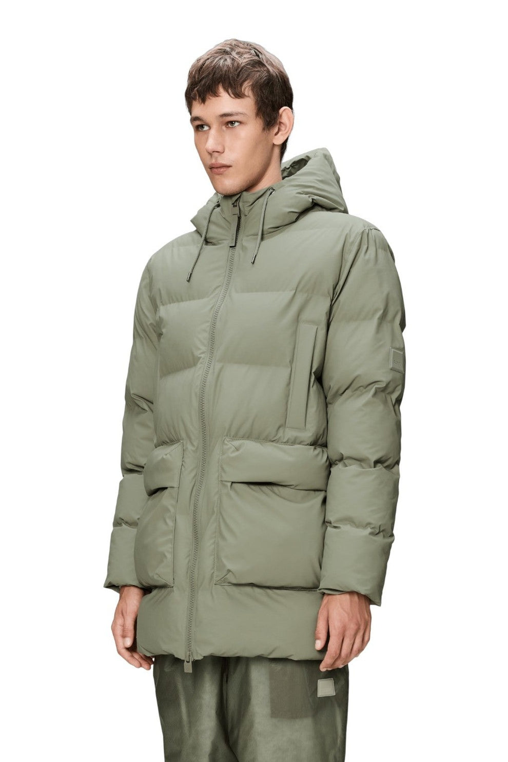 Rains Alta Long Puffer Cargo Jacket W3T4 Drift
