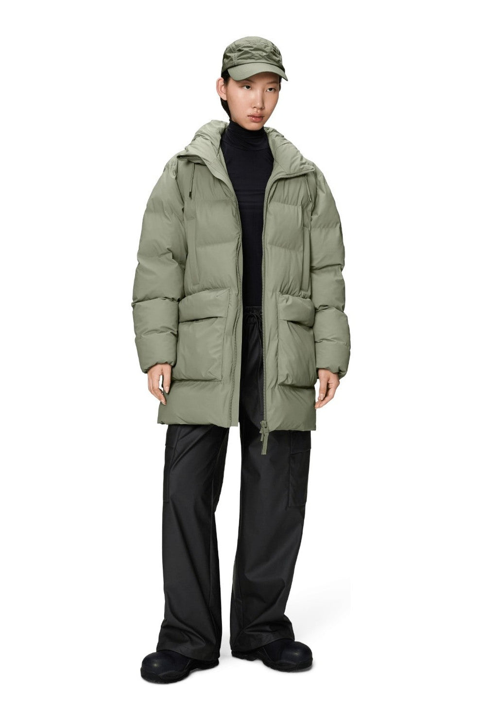 Rains Alta Long Puffer Cargo Jacket W3T4 Drift