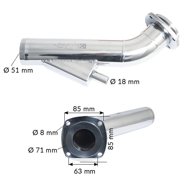 1852 Udstødnings bøjning rustfrit stål Bukh DV36