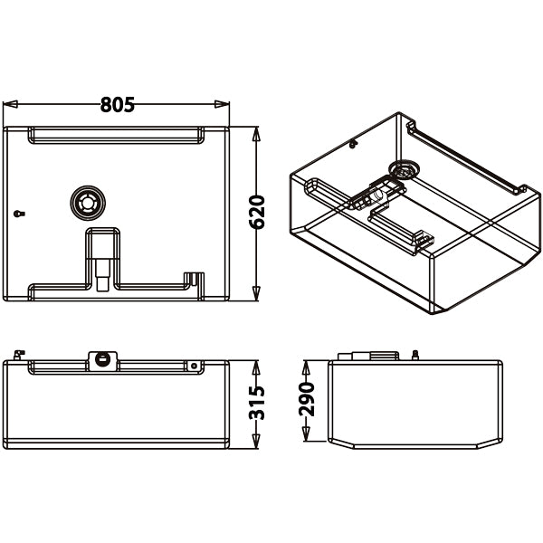 Brændstoftank til fast montering
