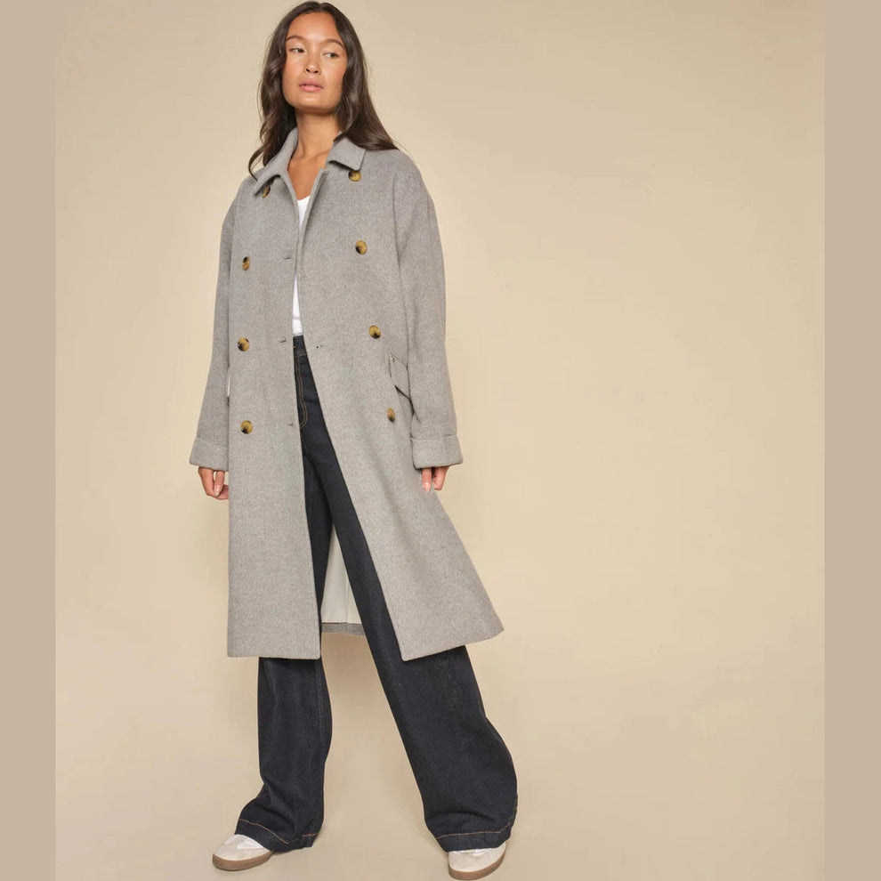 Mos Mosh W Venice Wool Coat Grey Melange