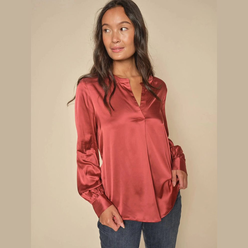 Mos Mosh W Enfa Satin Blouse Garnet