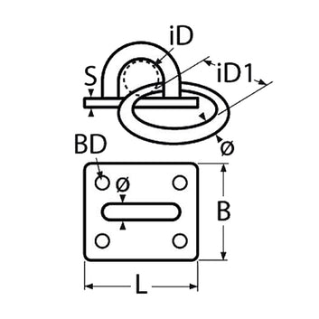 Maste-/Øjebeslag med Ring, Rustfri