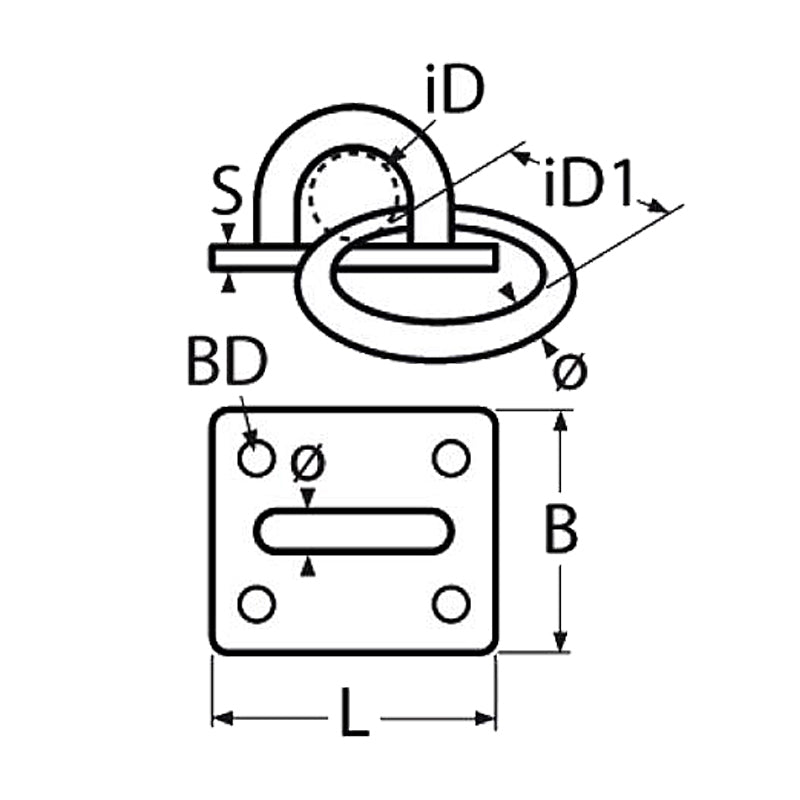 Maste-/Øjebeslag med Ring, Rustfri